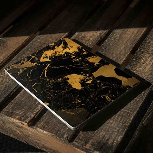 Black and Gold Scattered Marble Surface Laptop 2 Skin